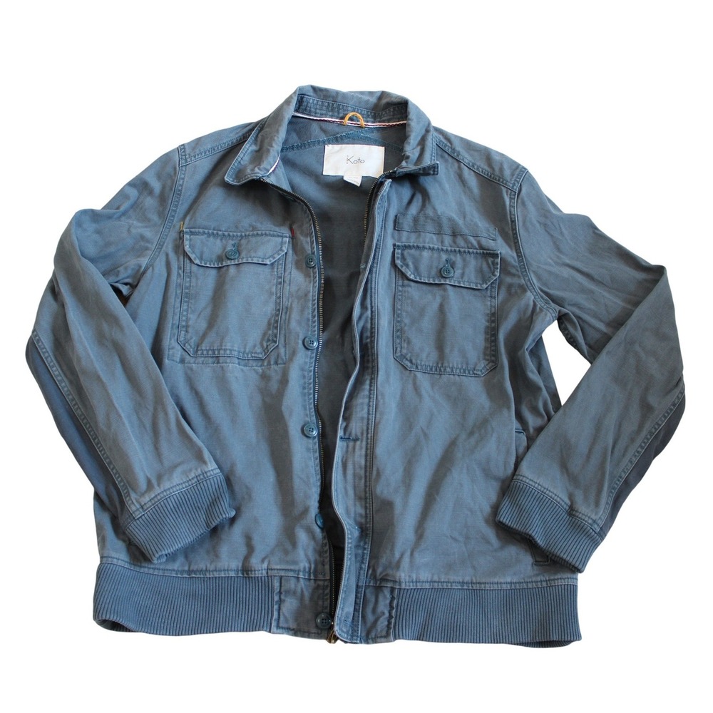Koto Urban Outfitters Jacket Mens XL Blue Utility Workwear Button Zip Military